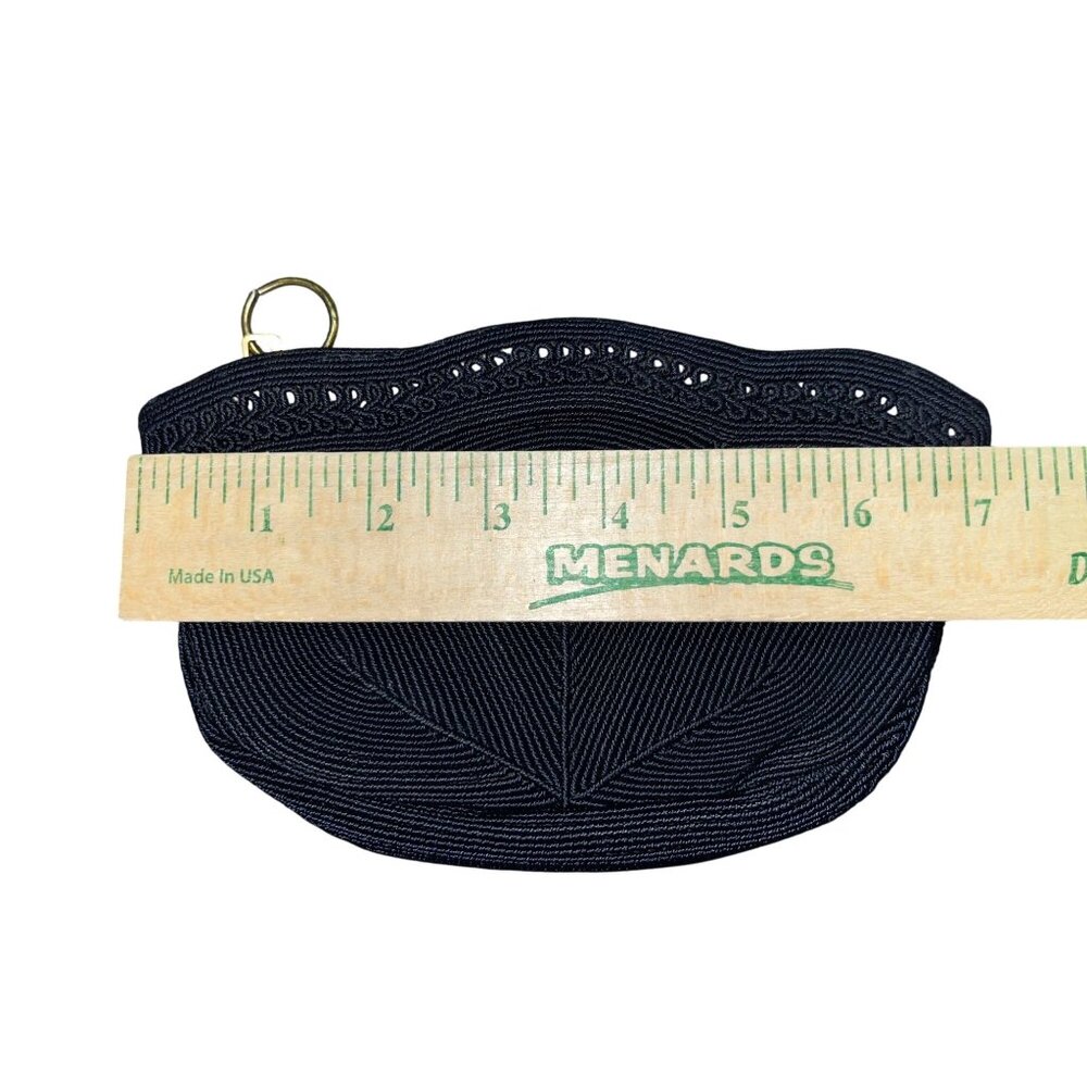 Vintage Cordé Black Corded Purse – Geometric Design – 1940s–1950s – Tiny Clutch - Picture 8 of 8